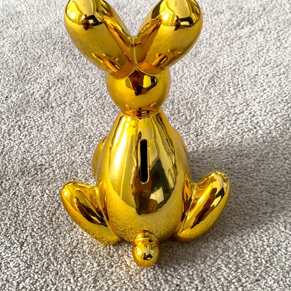 Gold Bunny Piggy Bank. Accent Decor. - Picture 3 of 4
